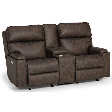 Casual Reclining Console Loveseat with Cupholders